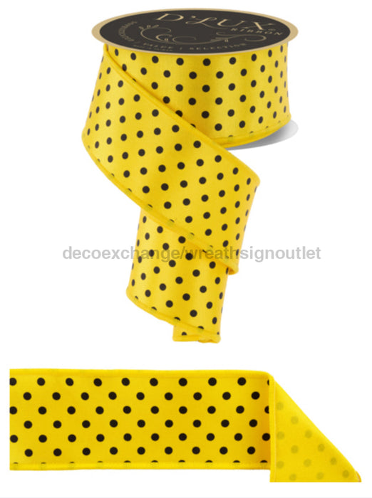 2.5’’X10Yd Small Polka Dot/Fused Yellow/Black Lx304729 Ribbon