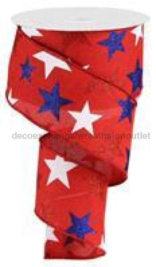 2.5"X10Yd Star On Royal Red/White/Navy Blue RG0192624 - DecoExchange