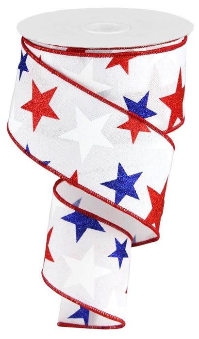 2.5"X10Yd Star On Royal White/Red/Navy RG0192627 - DecoExchange