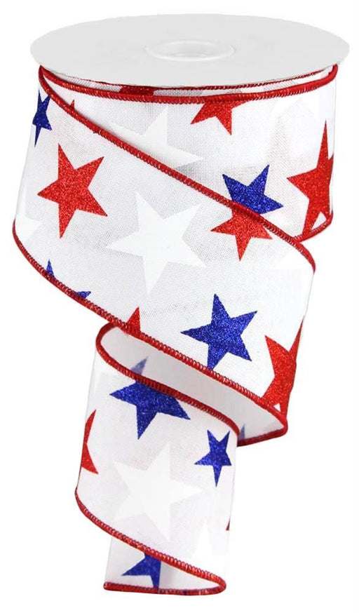 2.5"X10Yd Star On Royal White/Red/Navy RG0192627 - DecoExchange