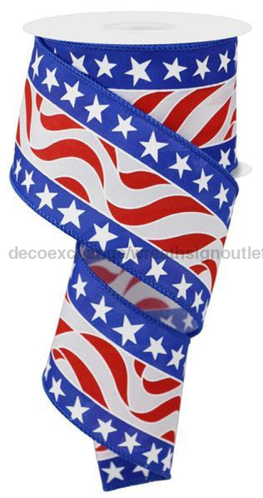 2.5X10Yd Star/Wavy Stripes Red/White/Blue Rge18487J Ribbon