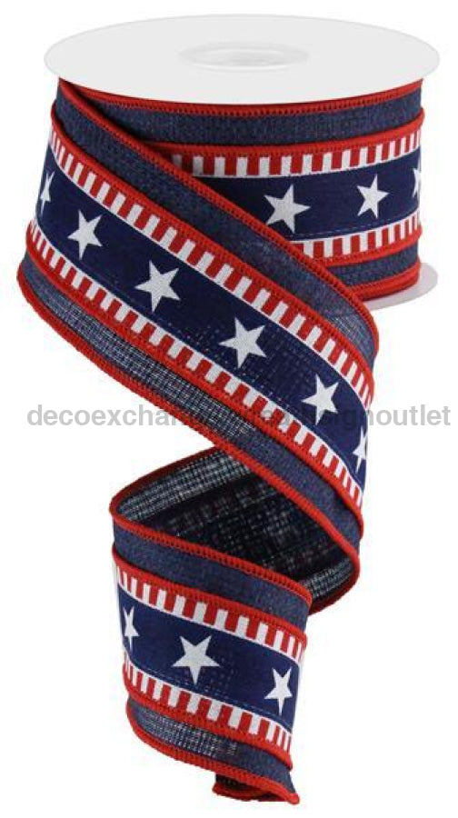 2.5"X10Yd Stars And Stripes Ryl/Cross Red/White/Blue RG874427 - DecoExchange
