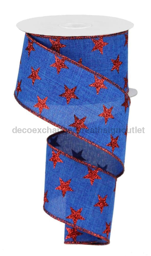 2.5’’X10Yd Stars On Royal Royal Blue/Red RGA111025 Ribbon