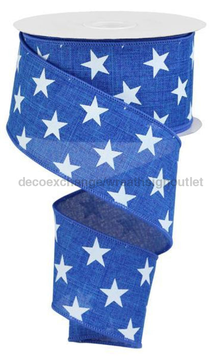 2.5"X10Yd Stars On Royal Royal Blue/White RGA111625 - DecoExchange