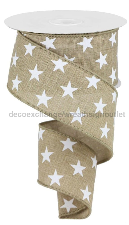 2.5’’X10Yd Stars On Royal Lt Beige/White RGA1116N2 Ribbon