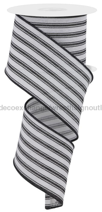 2.5’’X10Yd Ticking Stripe White/Black Rge149427 Ribbon