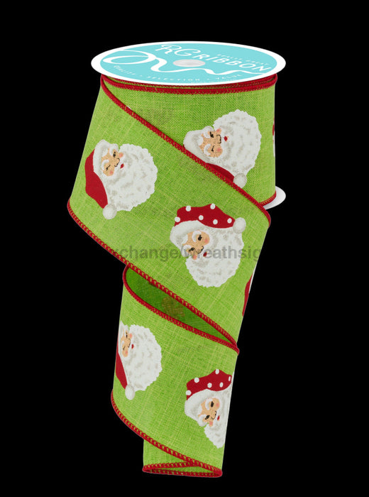 2.5’X10Yd Vertical Santa Heads/Royal Lime/Multi Rgf1241E9 Ribbon