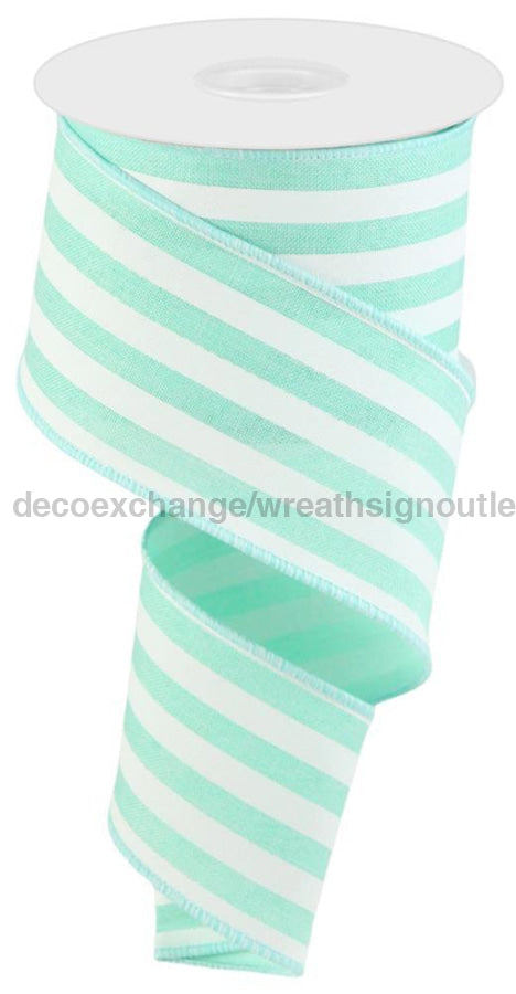 2.5’’X10Yd Vertical Stripe Mint/White Rgc1563An Ribbon