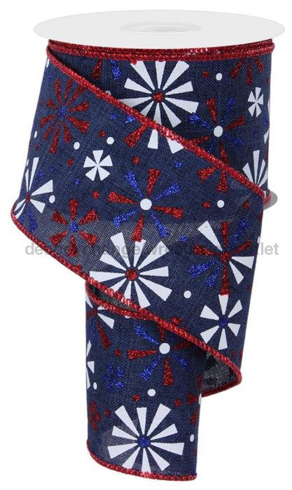 2.5’’X10Yd Vintage Pinwheels Navy/Red/Ryl Blue/Wht RGE115619 ribbon