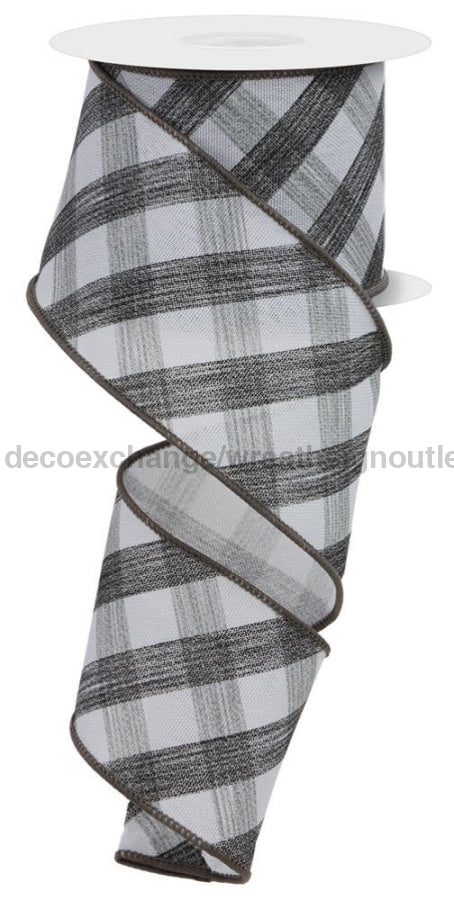 2.5’X10Yd Woven-Look Diagonal Check White/Black/Grey Rge159527