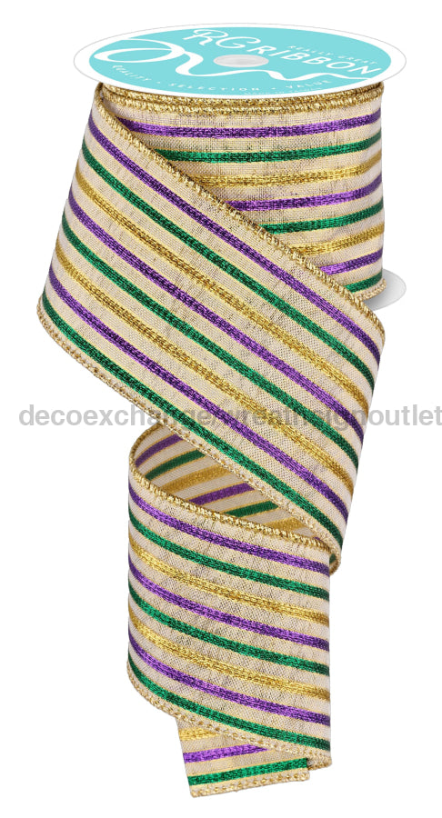 2.5’’X10Yd Woven Stripe Mardi Gras Rgf1160 Ribbon