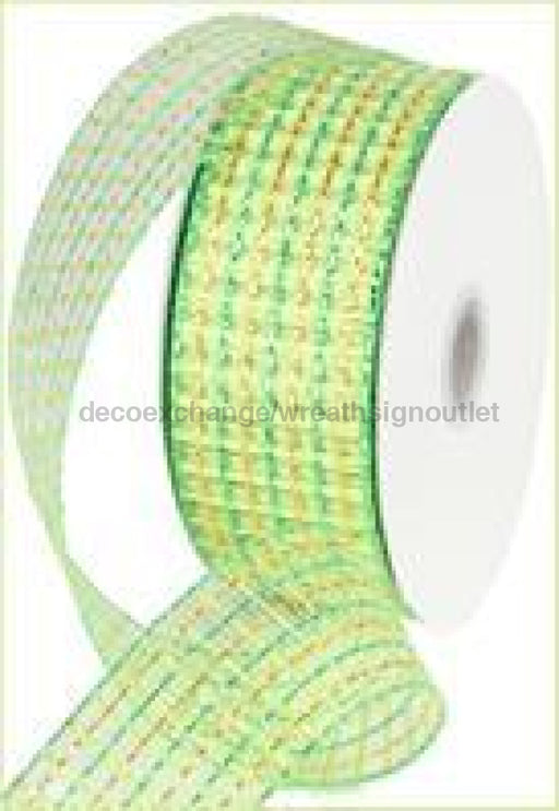 2.5"X20YD BASKET WEAVE MESH Lime/Gold/Apple RR3056HA - DecoExchange