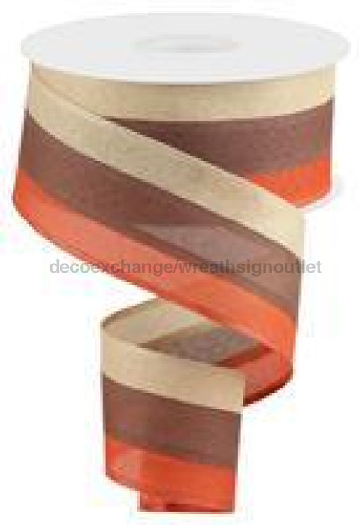 2.5"X25Yd 3-In-1 Value Faux Burlap Beige/Brown/Rust RC500794 - DecoExchange