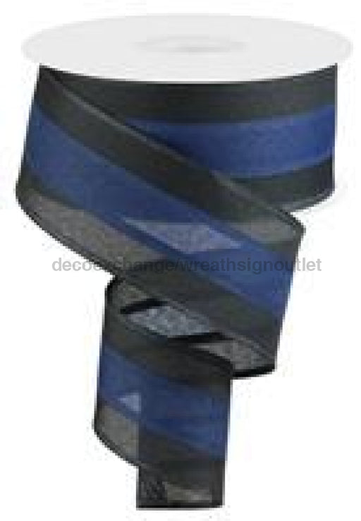2.5"X25Yd 3-In-1 Value Faux Burlap Black/Navy Blue RC500773 - DecoExchange