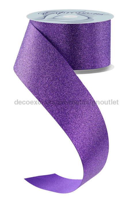 2.5’’X25Yd Shimmer Glitter/Satin No Wire Purple Rj606323 Ribbon