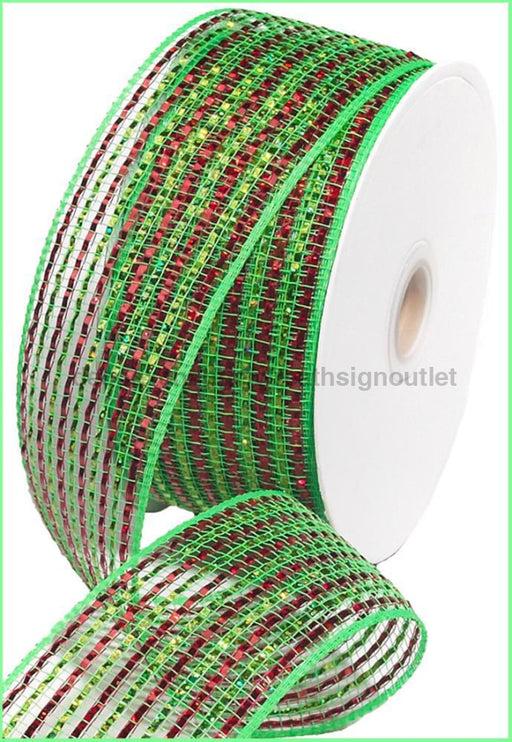 2.5’X25Yd Wide Foil Mesh Lime/Red W/Same Lsr Rs2049J8 Ribbon