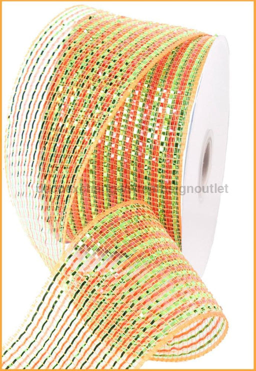 2.5’X25Yd Wide Multi Color Foil Mesh Orange/Lime Rs2070W6 Ribbon