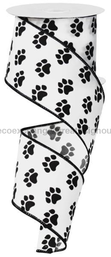 2.5"X50YD PAW PRINT WHITE/BLACK RG5777X6 - DecoExchange
