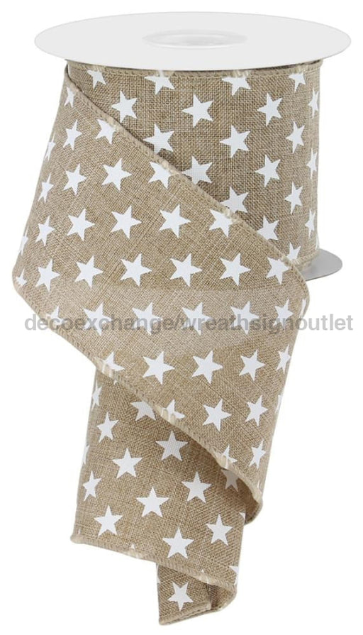 2.5’’X50Yd Random Star Lt Beige/White RGE511901 Ribbon