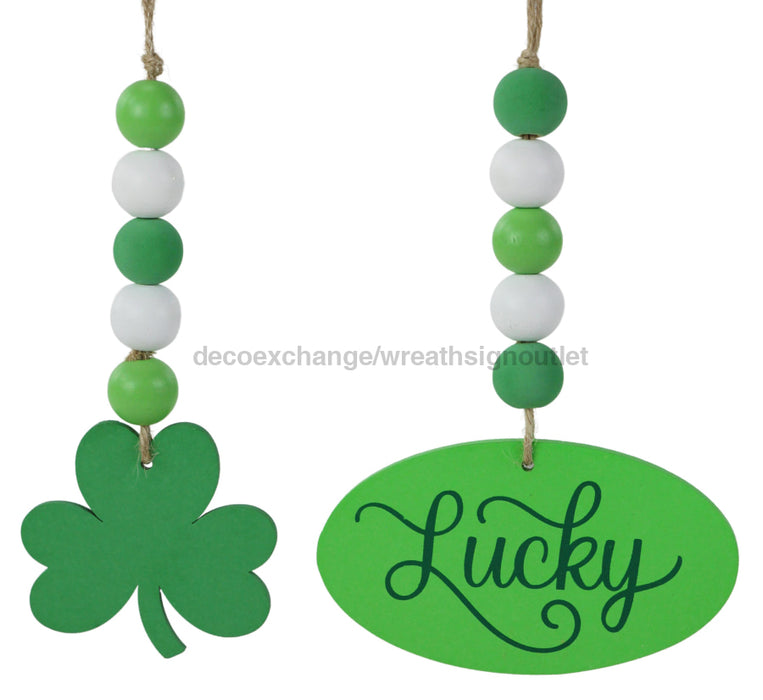 2 Asst 6.5’’-6.75’’L Wood St. Patrick Orn Lime Green/Emerald/White HP801109 Pick