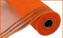 10.5"X10Yd Border Stripe Metallic Mesh Orange With Orange Foil RY850220 - DecoExchange