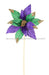 20’’L Velvet/Glitter Poinsettia Stem Mardi Gras Hg3305 Pick