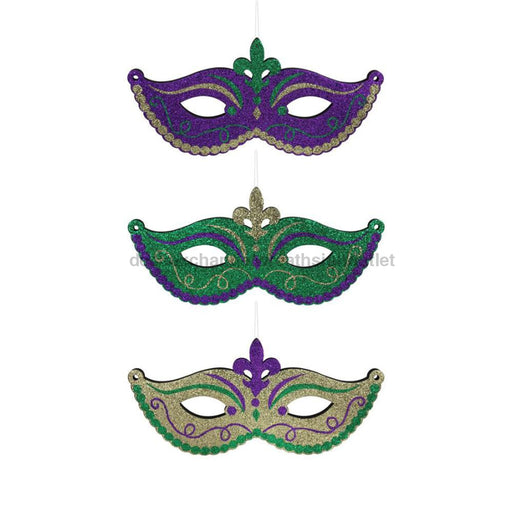 20’’W X 9.75’’H Glttr/Eva Masquerade Mask 3 Asst Mardi Gras Hg112799 Attachment