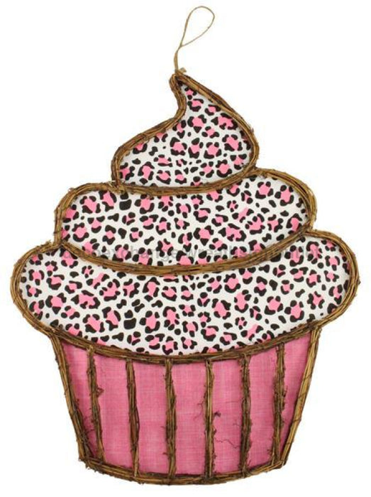 21"Hx16.25"L Vine/Fabric Cupcake Pink/Black/Natural KG3071 - DecoExchange