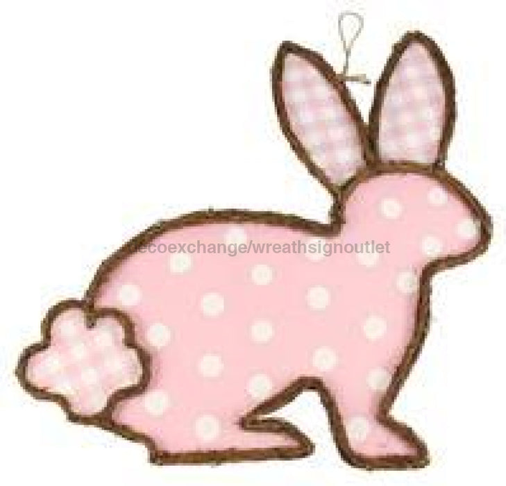 21"Hx22"L Vine/Fabric Bunny Rabbit Light Pink/White/Natural KG307315 - DecoExchange