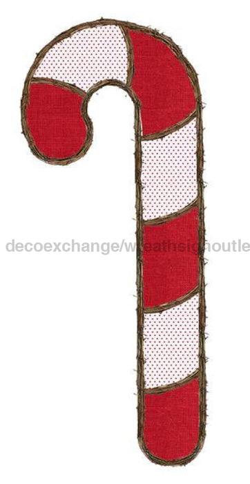 21"Hx8.5"L Vine/Fabric Candy Cane Red/White/Natural KG3096 - DecoExchange