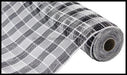 21"X10Yd Metallic Check Mesh Black/White RE1067E7 - DecoExchange