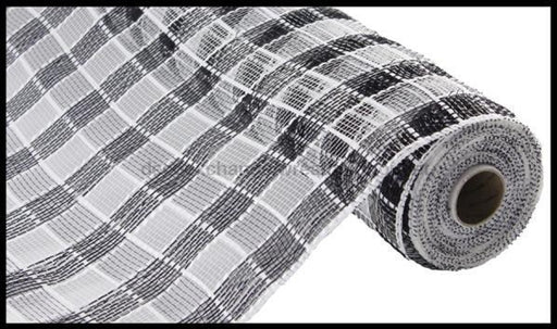 21"X10Yd Metallic Check Mesh Black/White RE1067E7 - DecoExchange