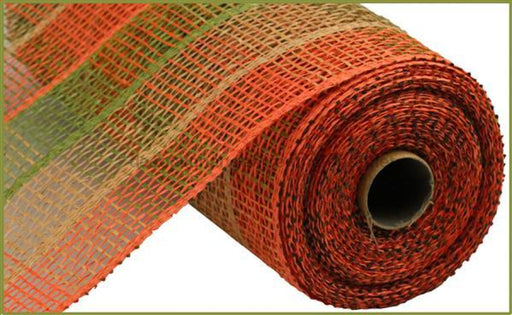 21"X10Yd Poly Burlap Check Mesh Brick/Honey Brown/Olive RP9136J8 - DecoExchange