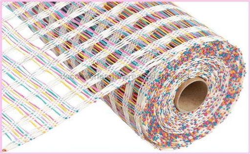21"X10Yd Poly Burlap Check Mesh Crm/Fsha/Ylw/Lav/Turq RP9127H7 - DecoExchange