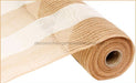 21"X10Yd Poly/Jute/Cotton Stripe Mesh Natural/White RY900348 - DecoExchange