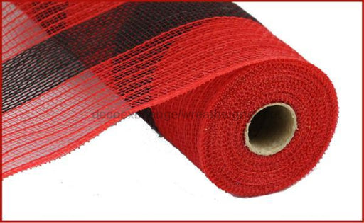 21"X10Yd Poly/Faux Jute Wide Stripe Red/Black RY9300E6 - DecoExchange