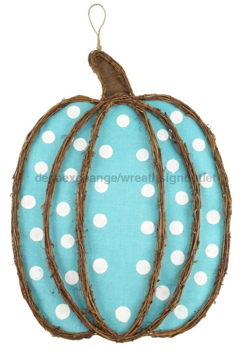 22.5"Hx16.5"L Vine/Fabric Pumpkin Lt Teal/Wht/Brn/Natural KG305636 - DecoExchange