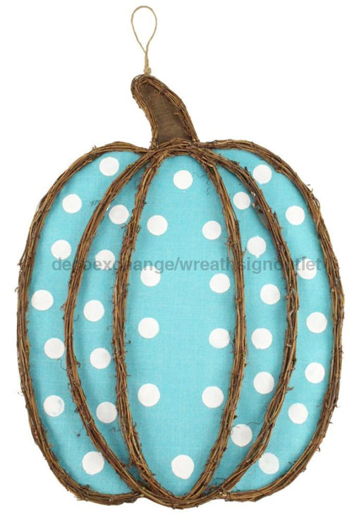 22.5"Hx16.5"L Vine/Fabric Pumpkin Lt Teal/Wht/Brn/Natural KG305636 - DecoExchange
