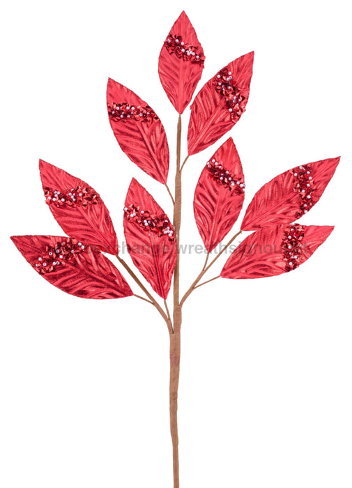 22.5"L Metallic Leaf Spray Red Xs234224 - DecoExchange