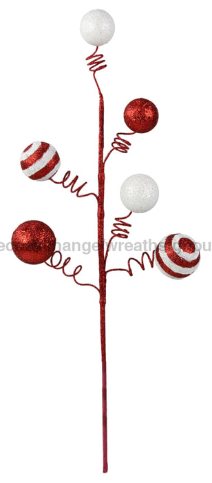 22.75"L Glitter Ball/Wire Curl Spray Red/White/Iridescent XS1133Y3 - DecoExchange