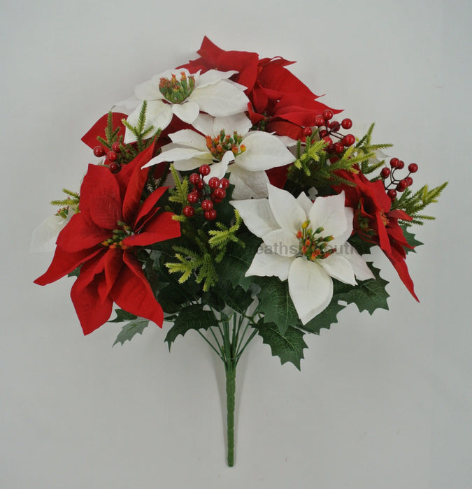 22 In Poinsettia Berry Bush 85356-WTRD Greenery
