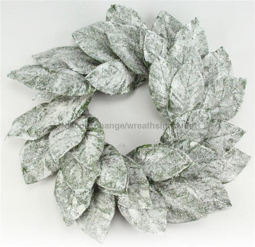 22Dia Snowy Magnolia Leaf Wreath Silver/White Xx7892