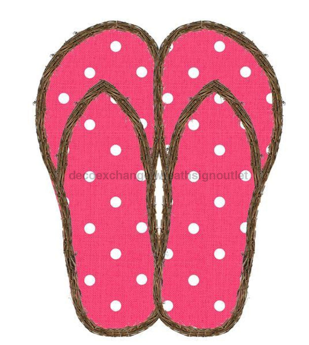 22’Hx17.25’L Vine Polka Dot Flip Flops Hot Pink/White/Natural Kg311611 Base