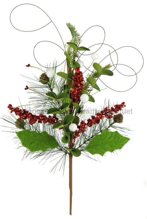 22’’L Pine/Leaf/Bead/Pinecone Spray Red/Green/White XS9772 Greenery