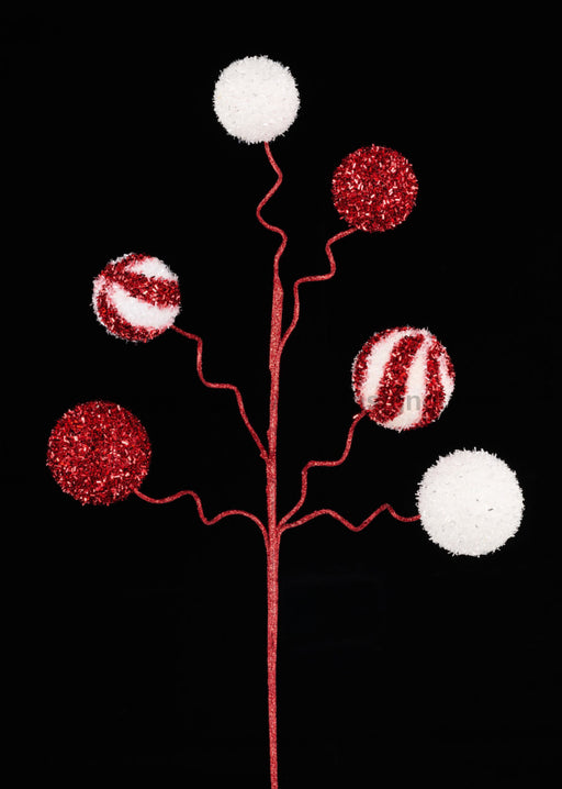 22’’L V Cut Foil Swirl Ball Spray Red/White Xs132391 Ornament