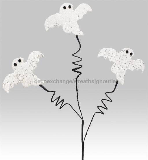 23.75’’H Glitter Small Ghost Spray White/Black HH1168 Greenery