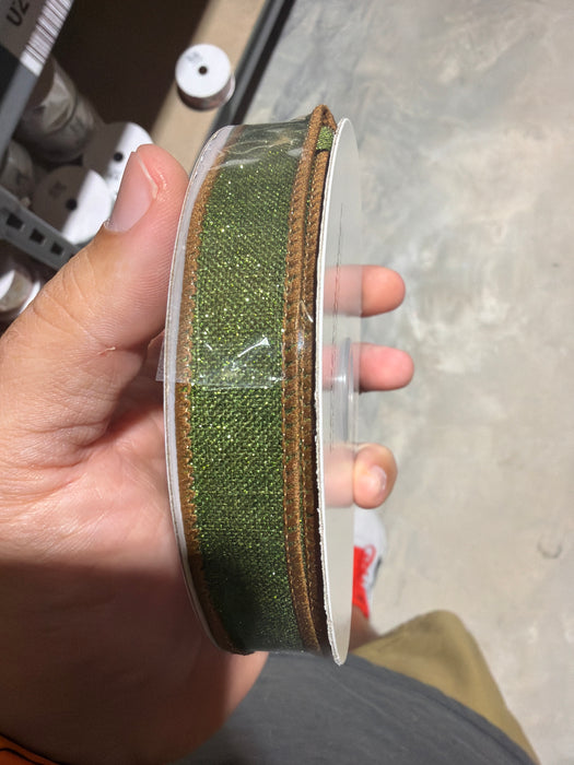 5/8"X10YD Fine Glitter On Royal Moss Green/Brown RGF10963Y