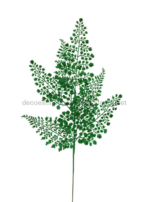 23"L Glitter Maidenhair Fern Spray X7 Laser Emerald Green XS236706 - DecoExchange