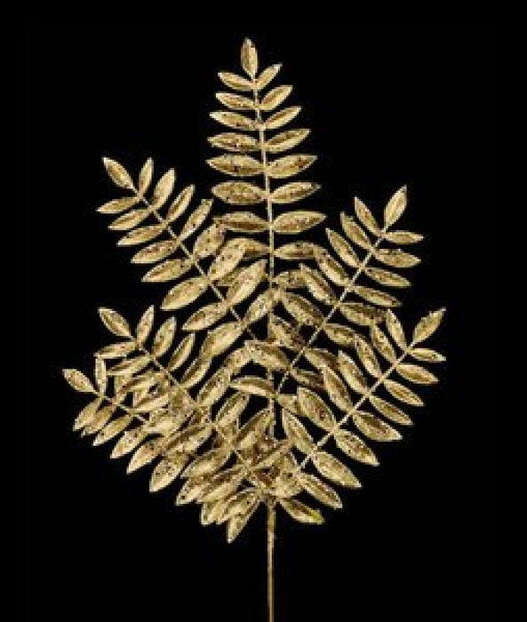 23"L Glitter Mountain Laurel Leaf Spray Gold XS217408 - DecoExchange