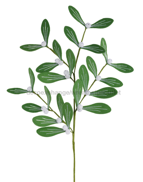 23’’L Mistletoe Leaf/Pompom Berry Spray Green/Ivory XS418909 Pick
